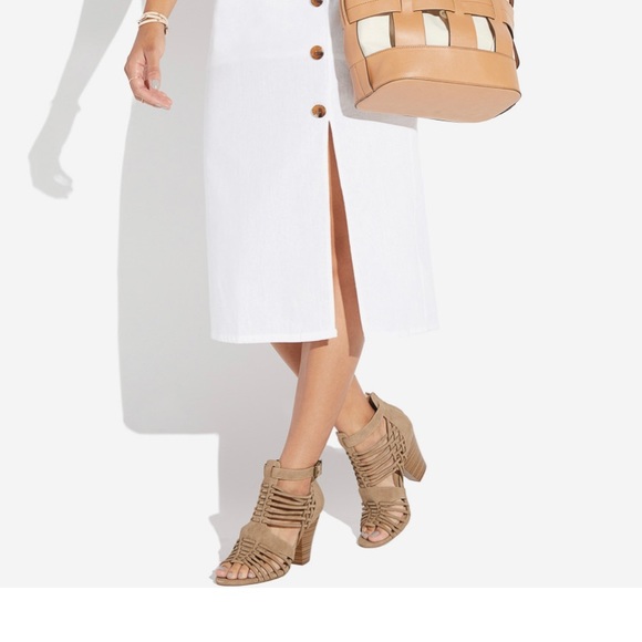 Beautiful taupe caged heeled sandal only S 10 left - Picture 5 of 15